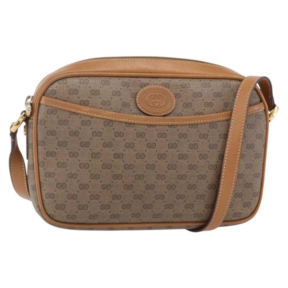 Authentic GUCCI Micro GG Supreme Shoulder Bag PVC Beige Gold 007 113 0095